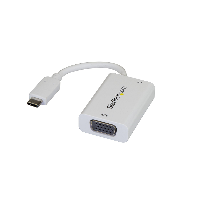 StarTech CDP2VGAUCPW USB C to VGA Adapter with Power Delivery - White 
